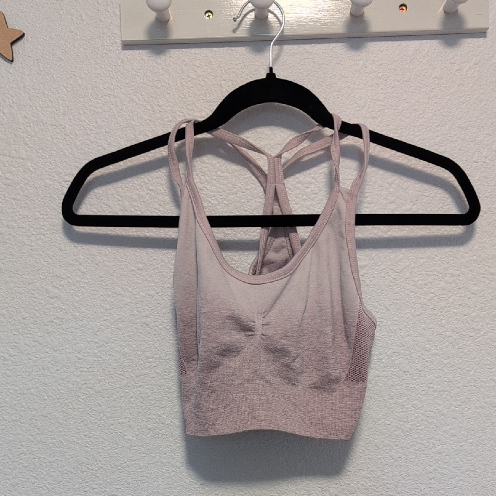 Velocity Light Pink Strappy Sports Bra